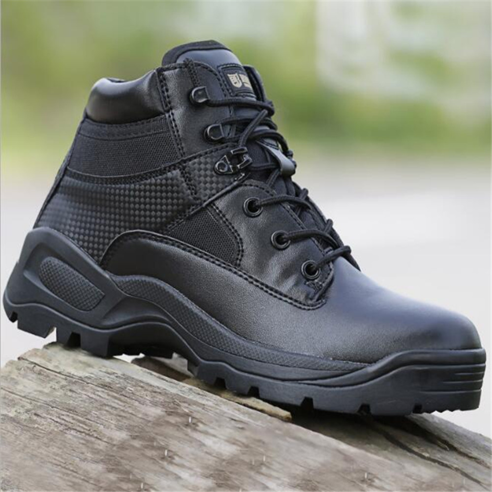 남성 델타 육군 전술 부츠 가죽 낮은 지퍼 방수 전투 부츠, 블랙 야외 하이킹 신발 스니커즈 남성 등산 신발